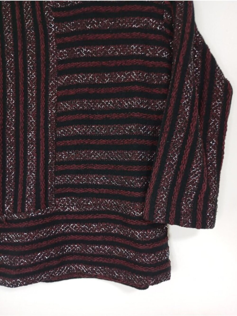 Anthropologie Akemi & Kin Striped Burgundy Black Metallic Knit Top S Womens - Picture 4 of 11